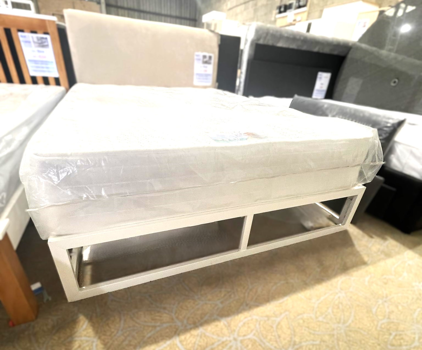 Assembled Habitat Platform Double Metal Bed Frame - White